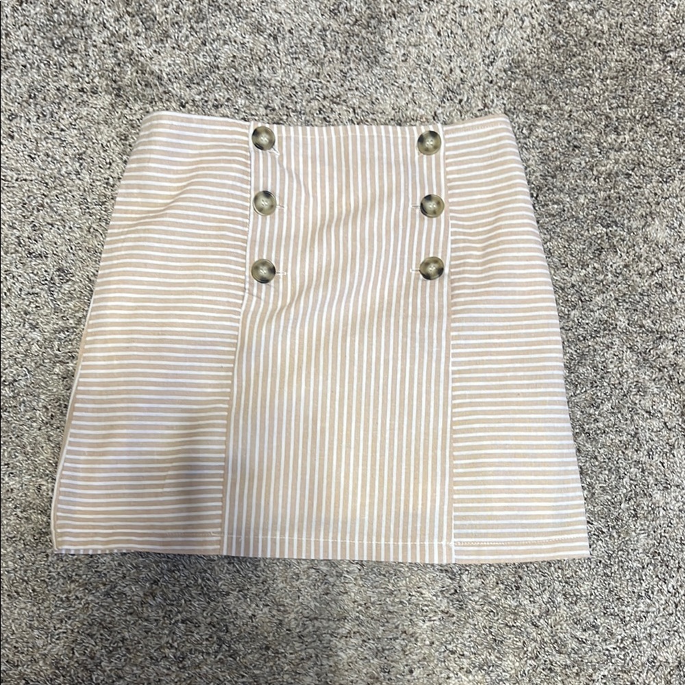 Striped Button-Front Skirt